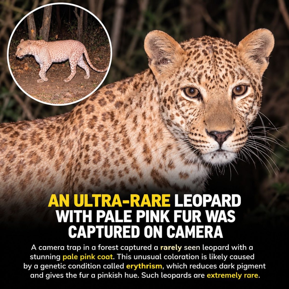 Rare pink leopard caught on camera