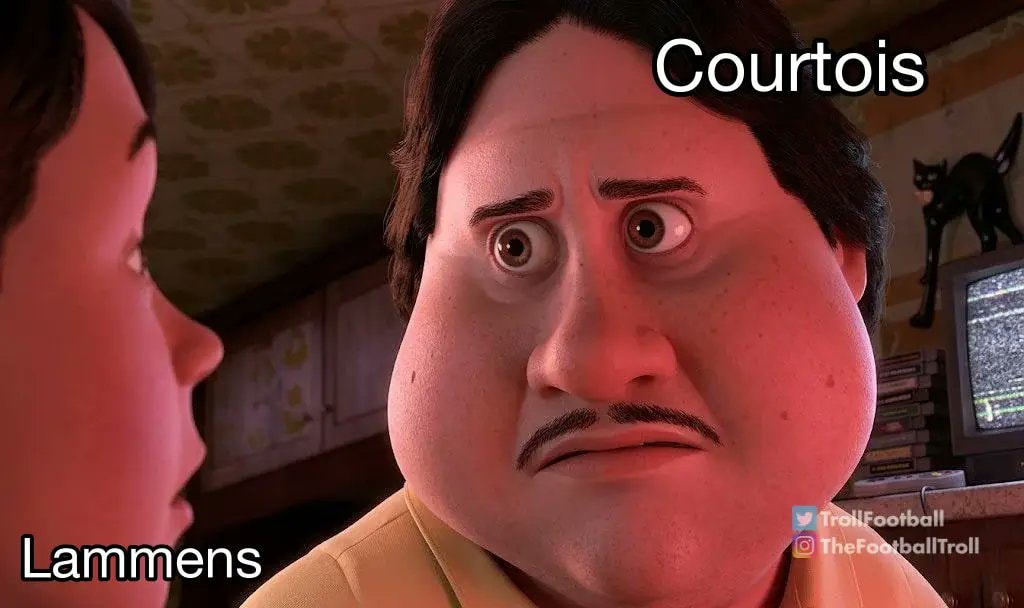 Belgium dressing room Courtois Lammens meme