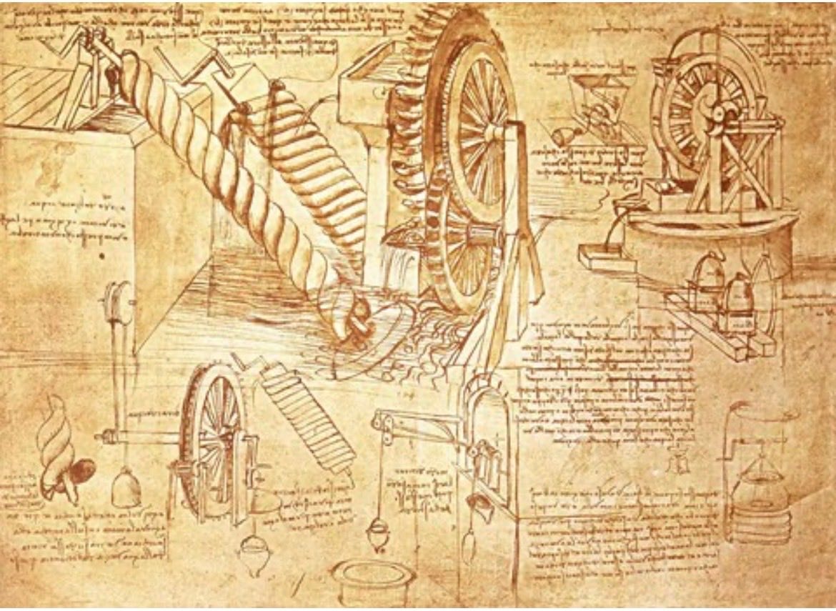 Leonardo da Vinci Atlanticus Codex waterwheels