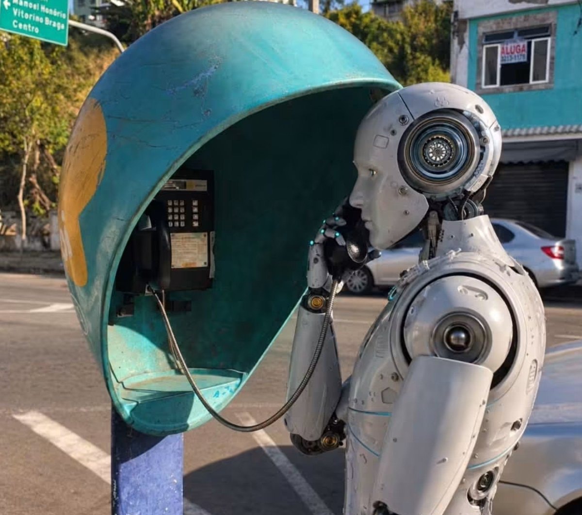 Terminator robot uses vintage payphone