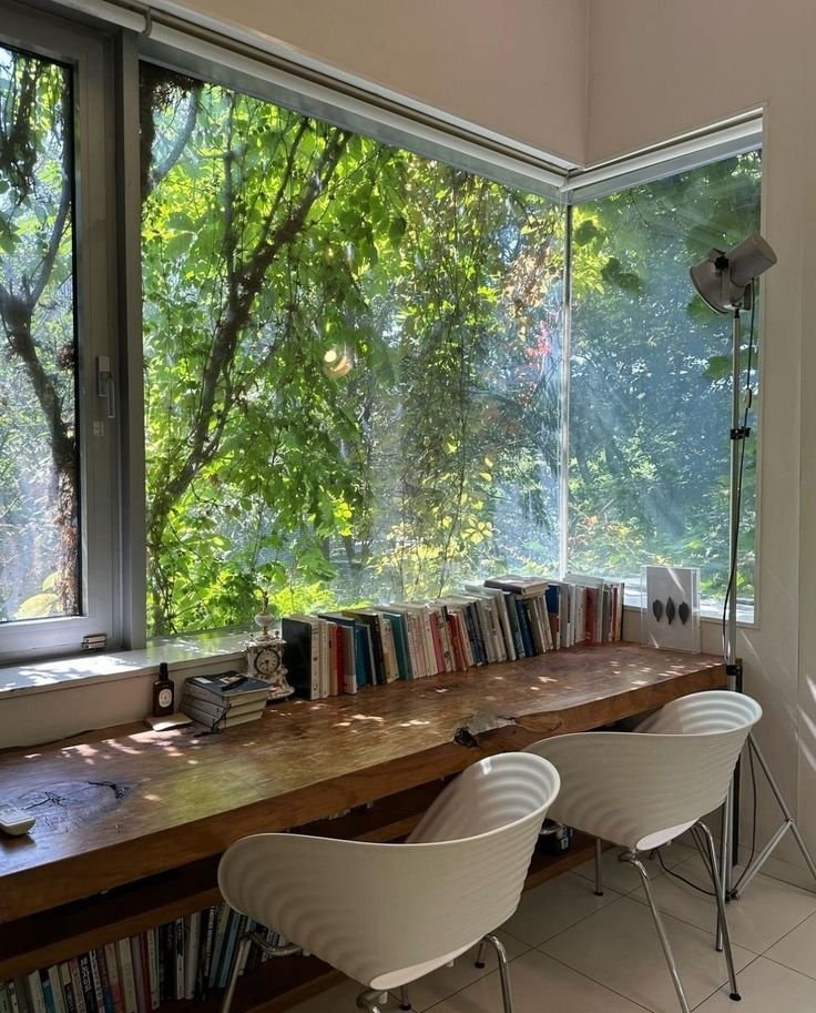 serene desk with books (photo 2 of 3)