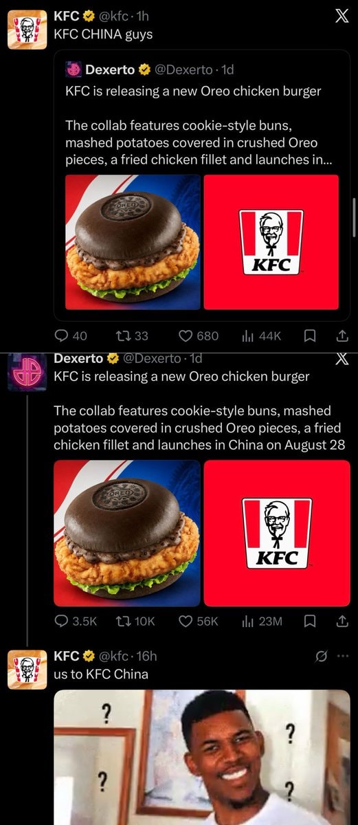 KFC China Oreo Chicken Burger