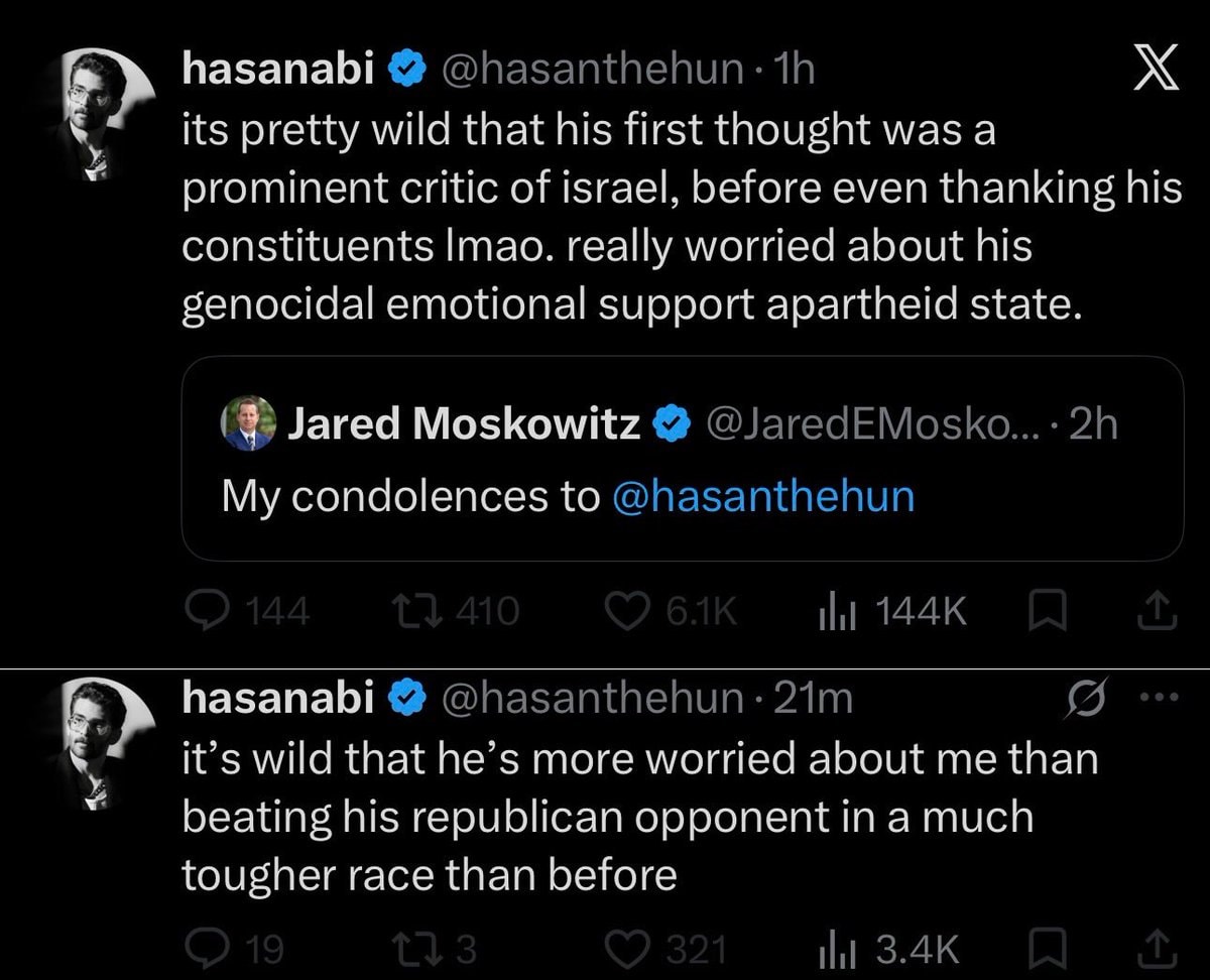 Hasan responds to Jared Moskowitz