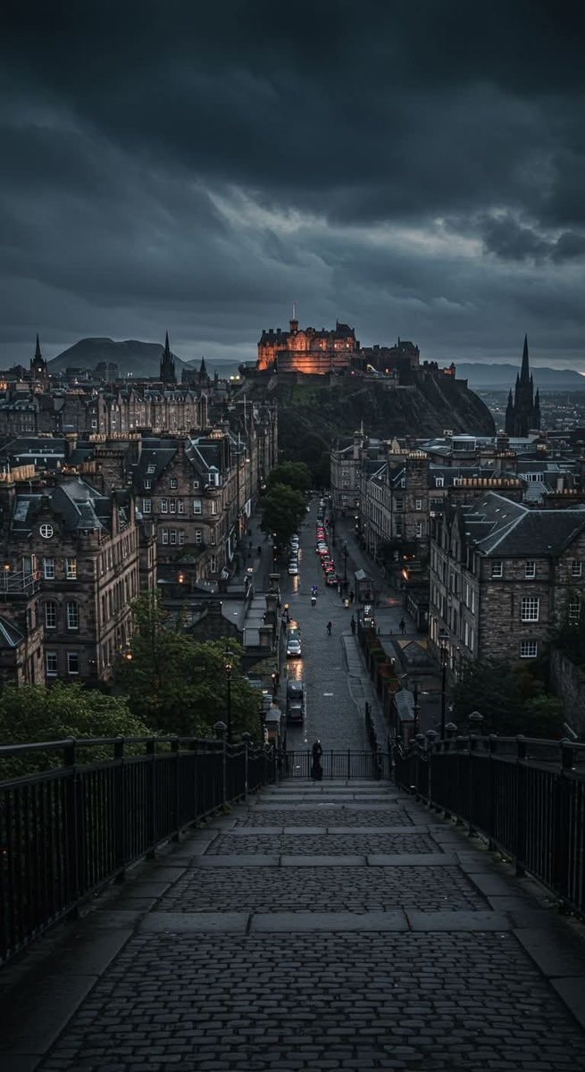 Edinburgh Scotland skyline at dusk