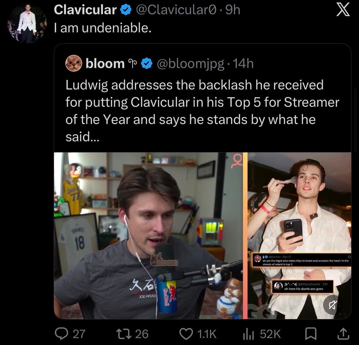 Clavicular Ludwig streamer of the year