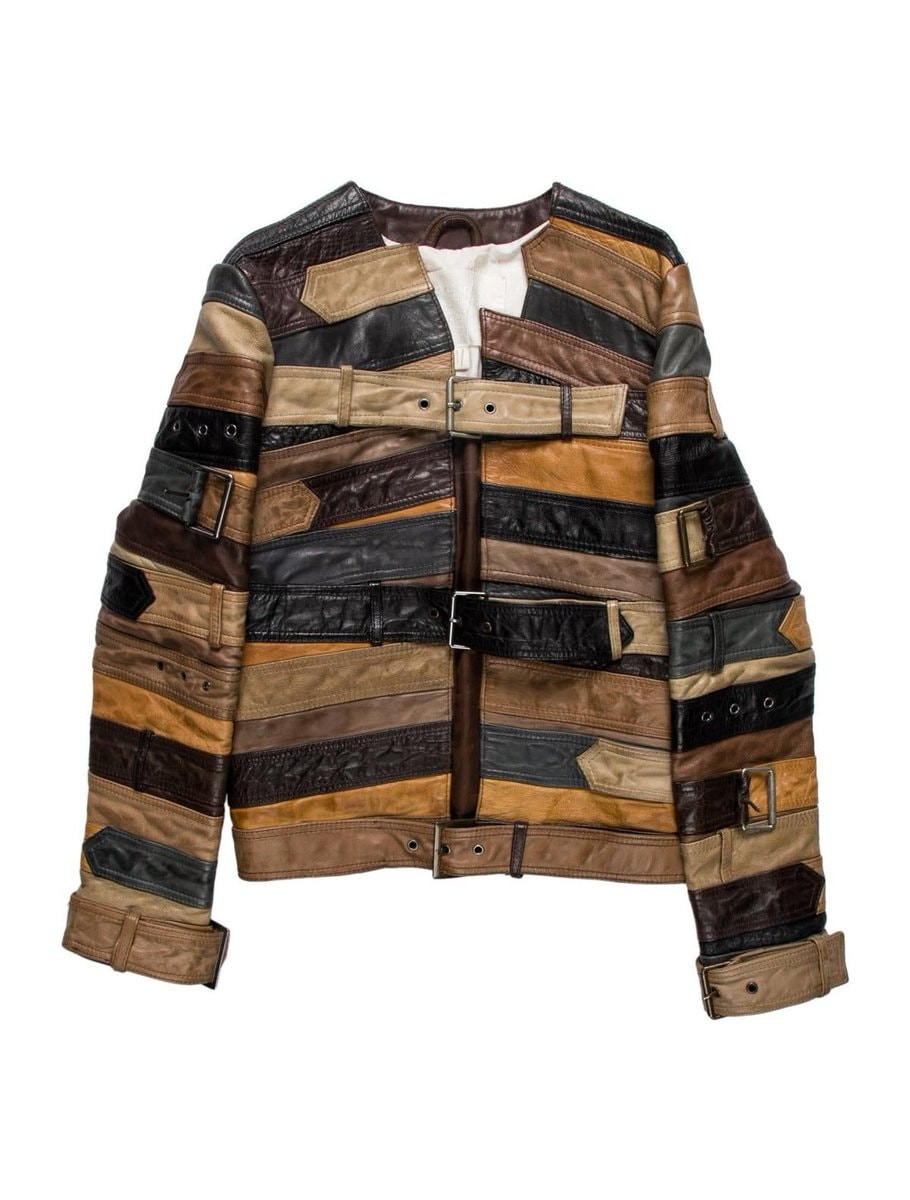 patchwork leather jacket