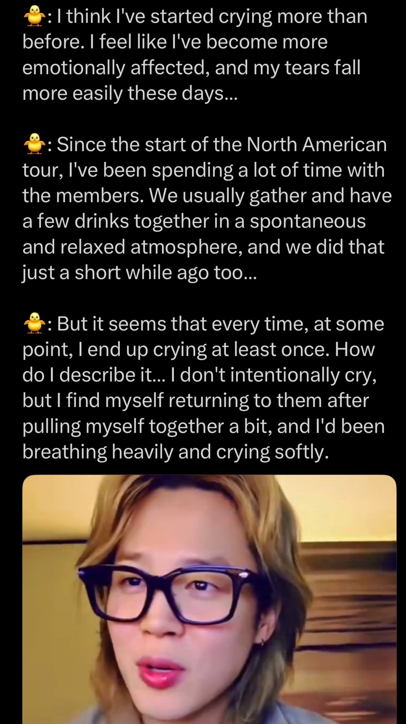 Jimin tour reunion emotions