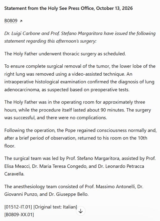 Pope Leo XIV lung cancer surgery