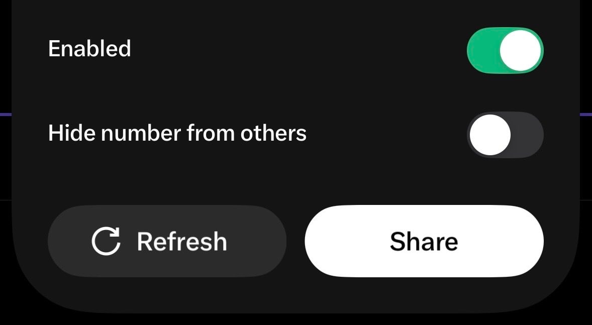 X app number toggle settings