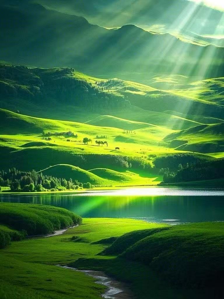 Serene landscape with rolling hills Serene landscape with rolling hills