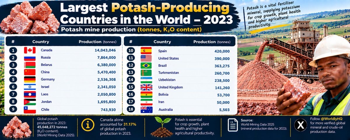 Largest Potash-Producing Countries 2023
