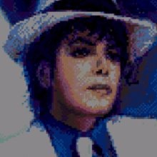 Man in white hat blue shirt