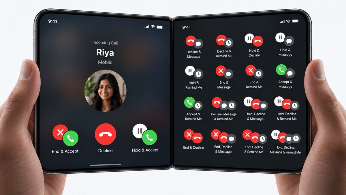 Foldable phone incoming call