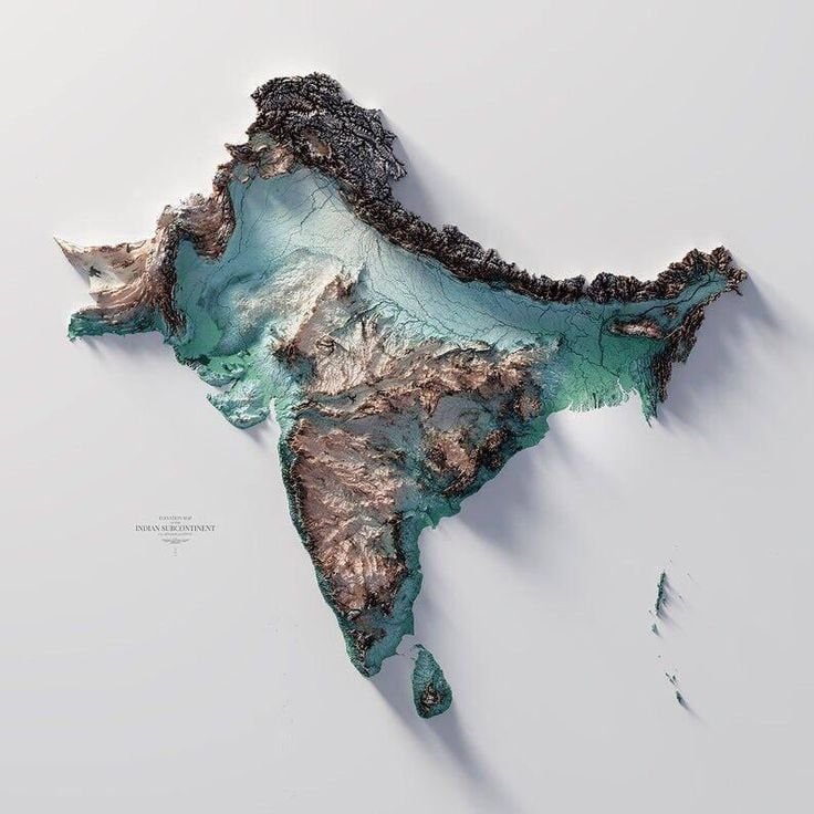 Relief map of India