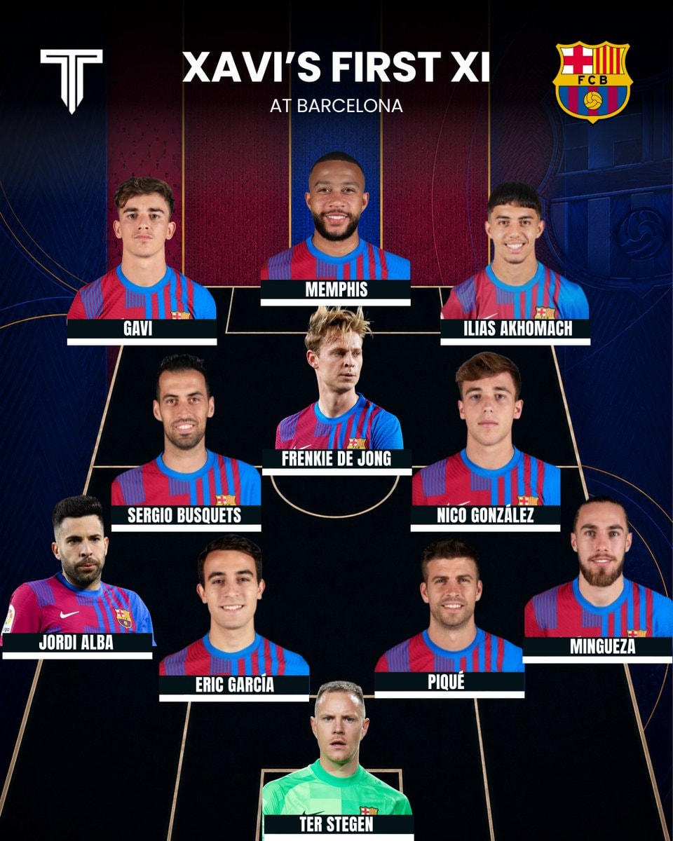 Xavi first FC Barcelona lineup