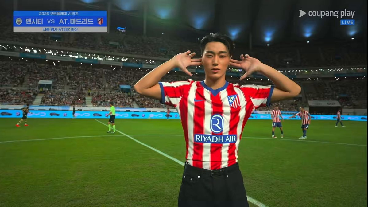 Choi San ATEEZ kickoff ceremony Man City Atletico Madrid