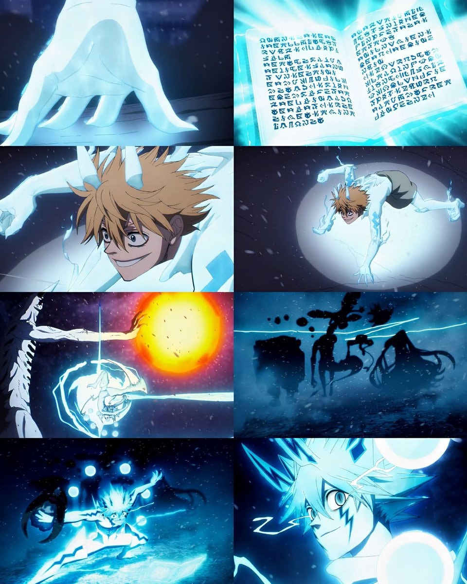anime character with glowing blue energy