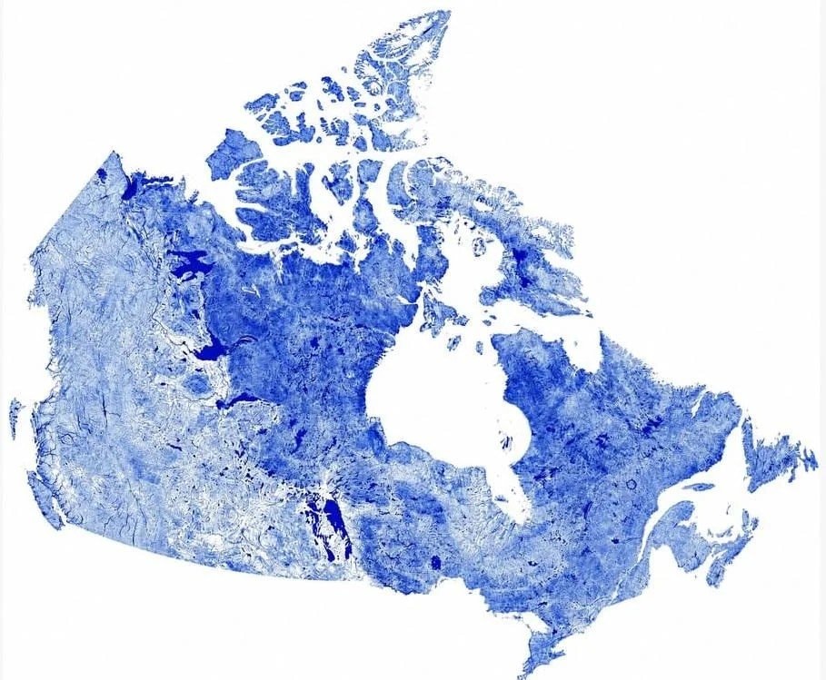 Canada mapped by waterways