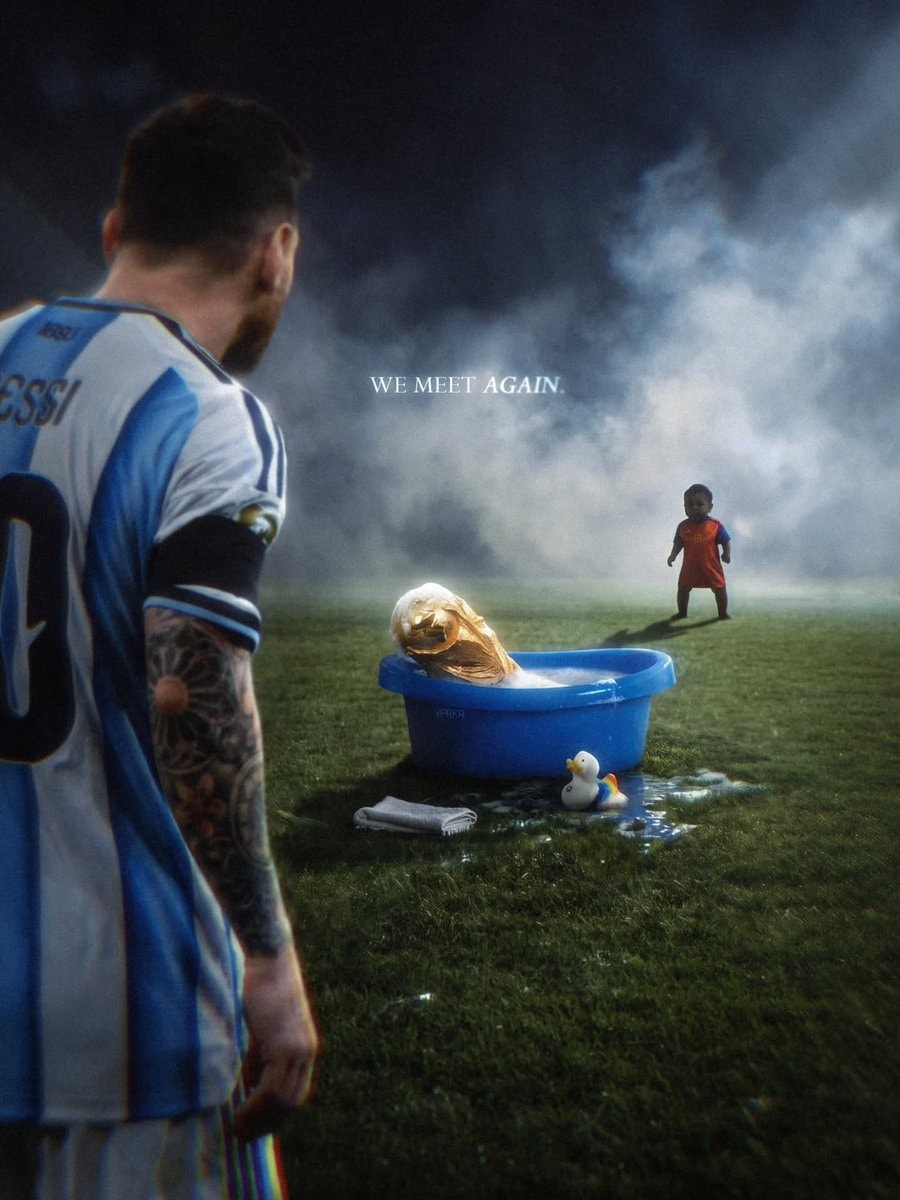 Lionel Messi World Cup trophy reunited