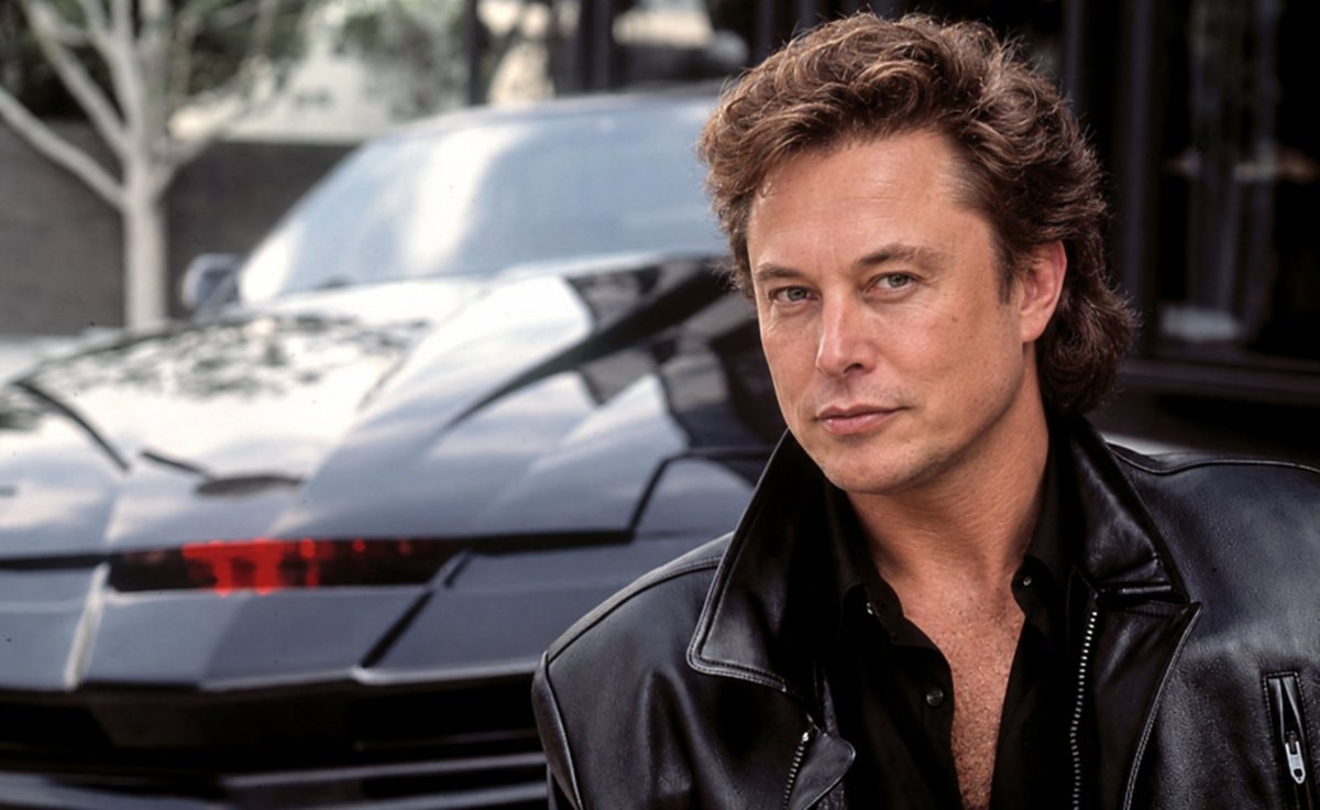 Elon Musk with KITT car