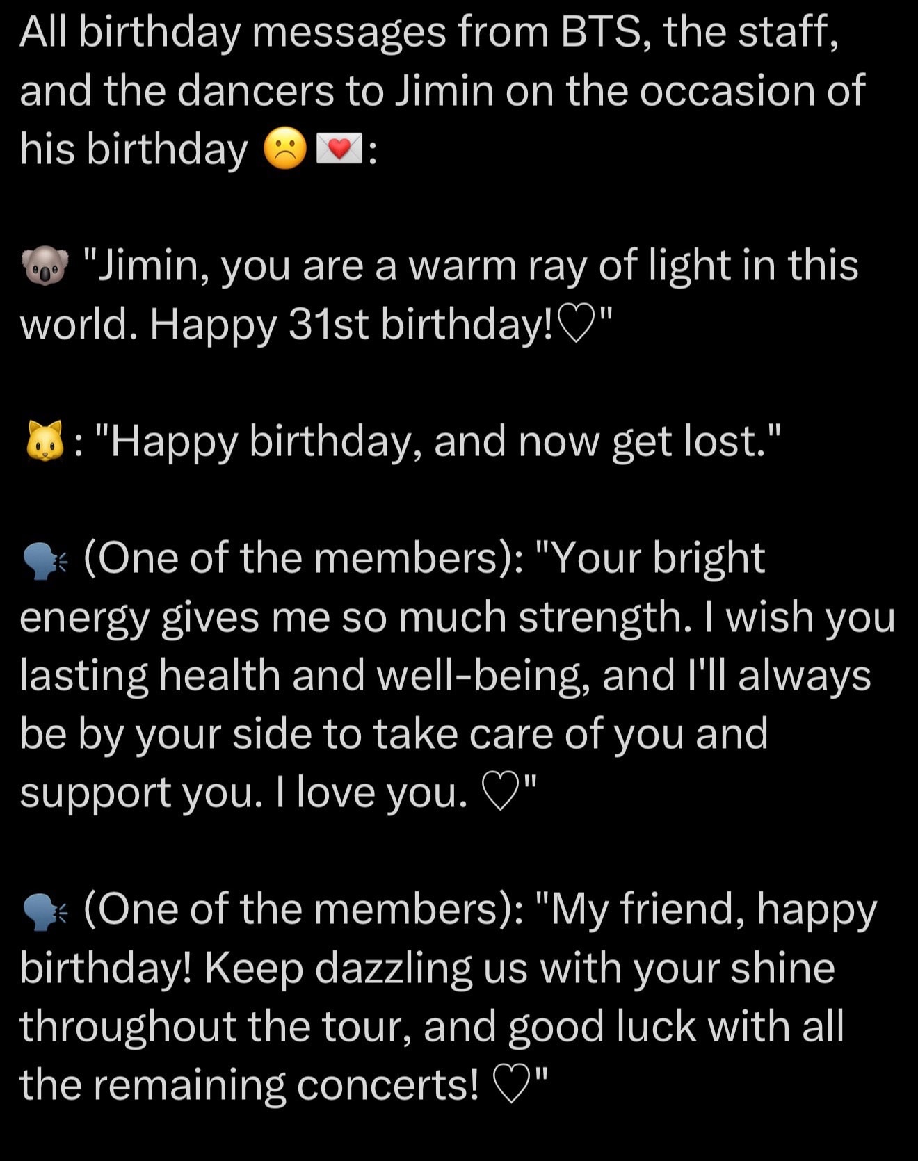 Jimin birthday card messages from BTS (photo 2 of 4)