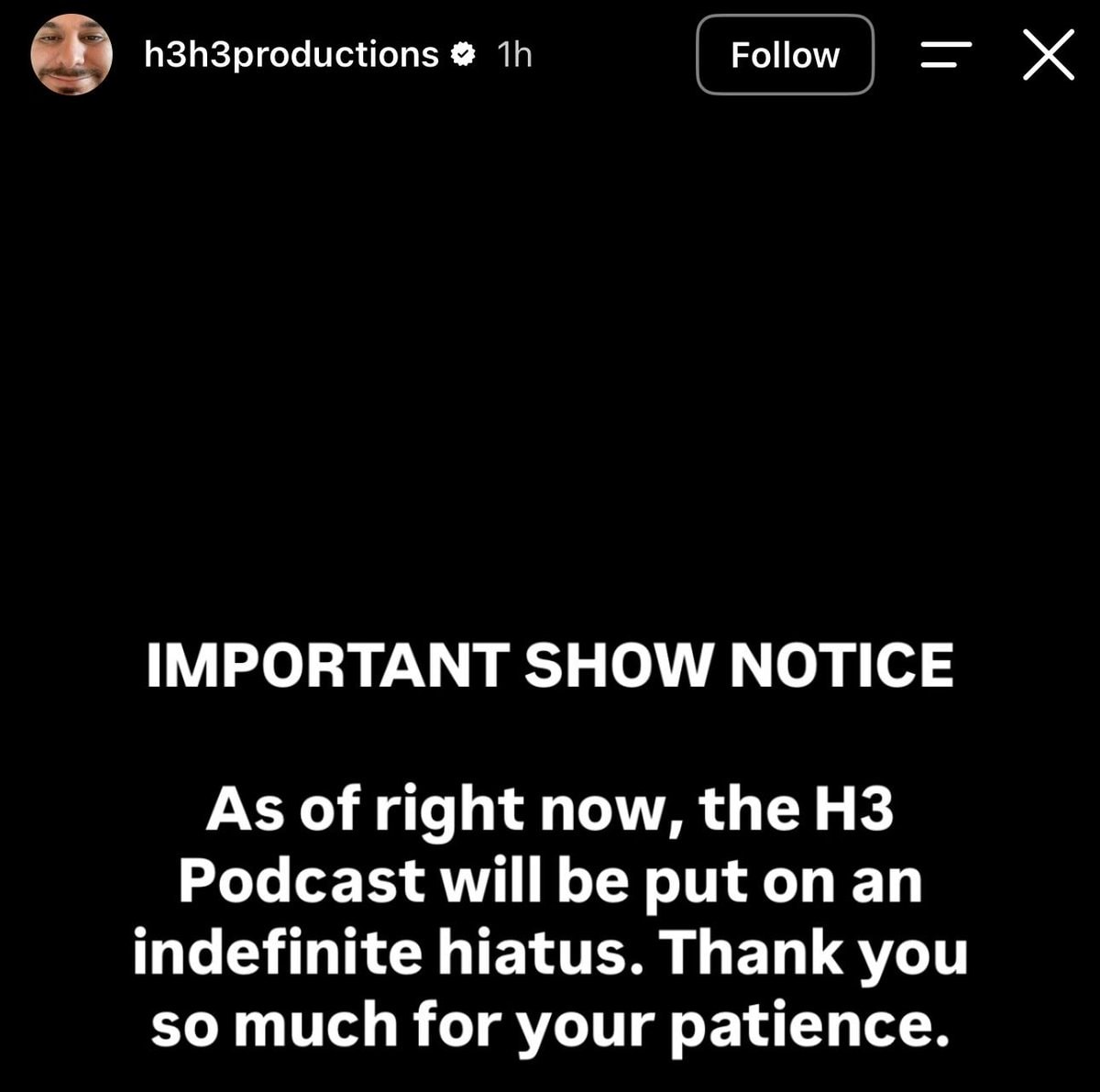 H3 Podcast indefinite hiatus