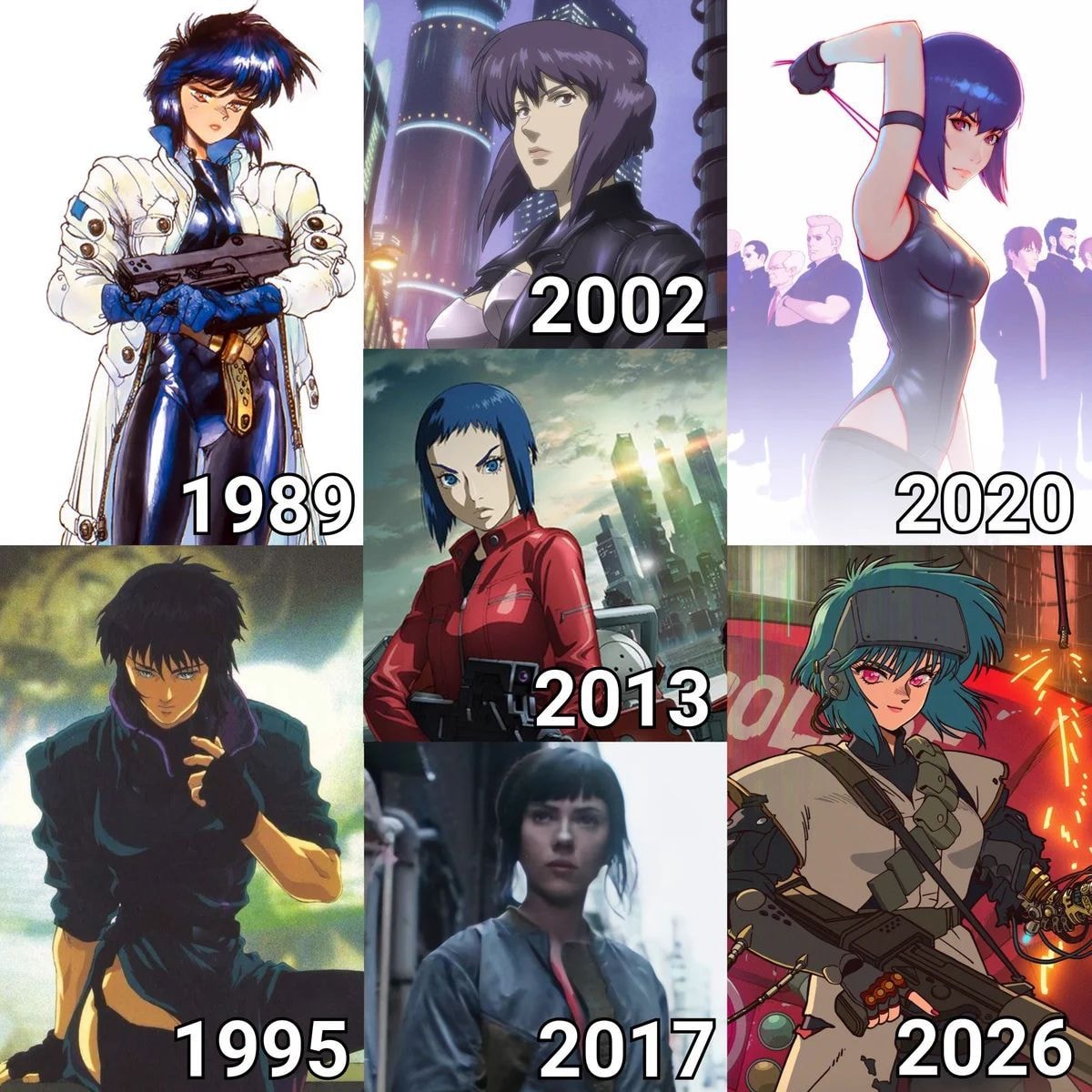 Ghost in the Shell 37 years Motoko Kusanagi evolution