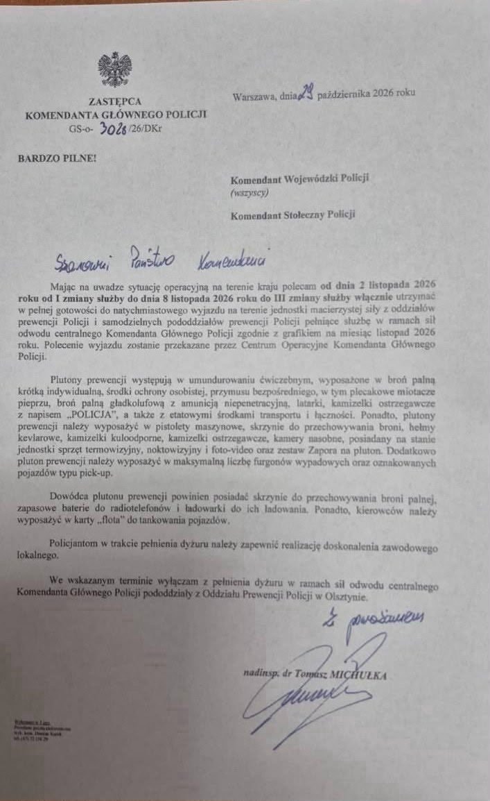 Polish police operational readiness directive