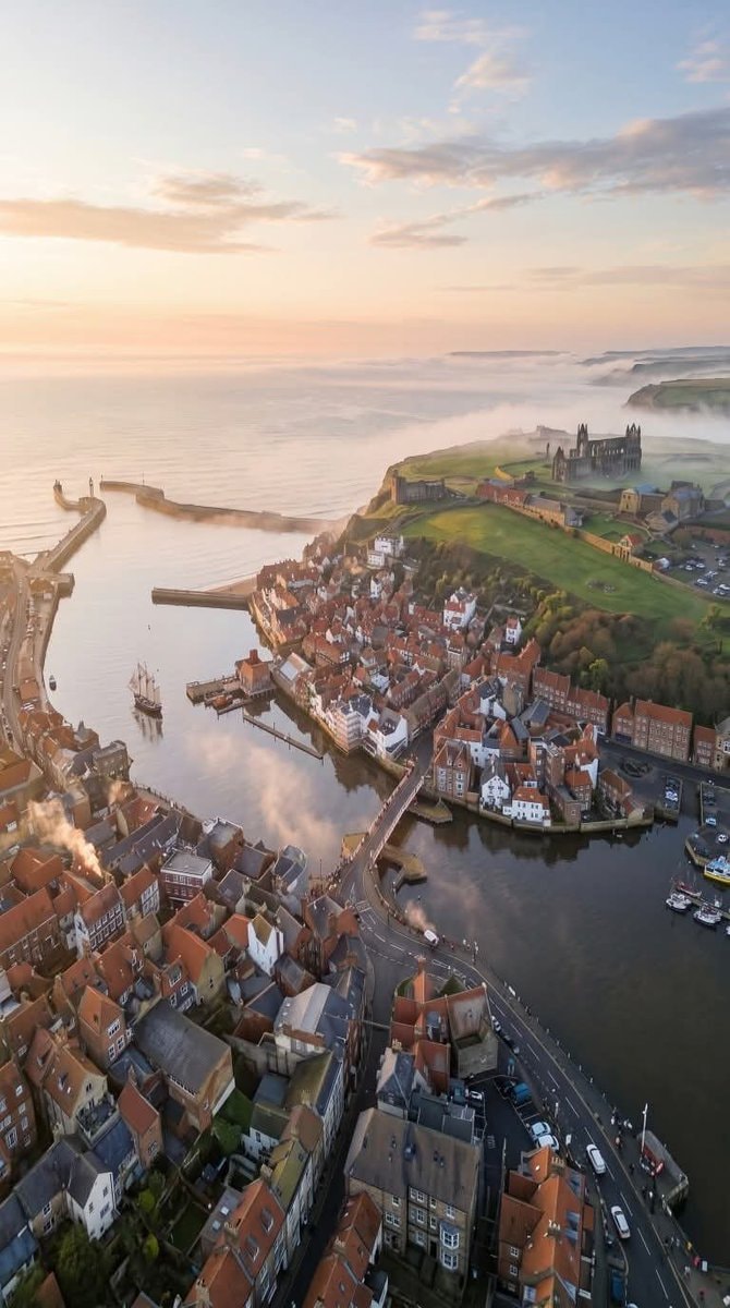 Whitby England coastal view