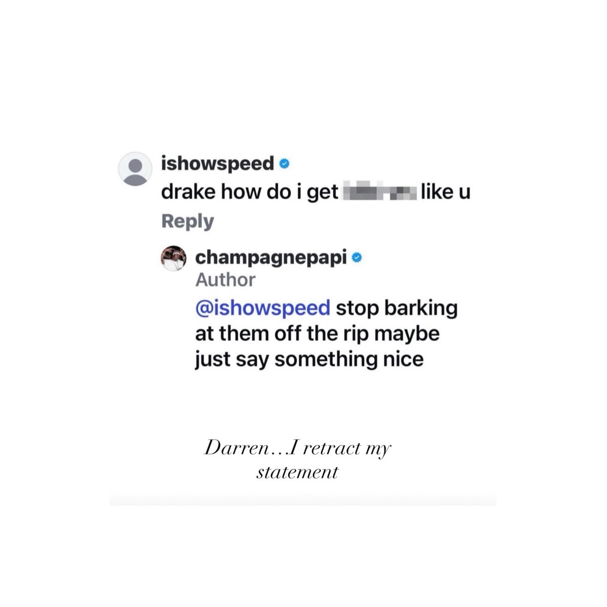 Drake Darren retract statement