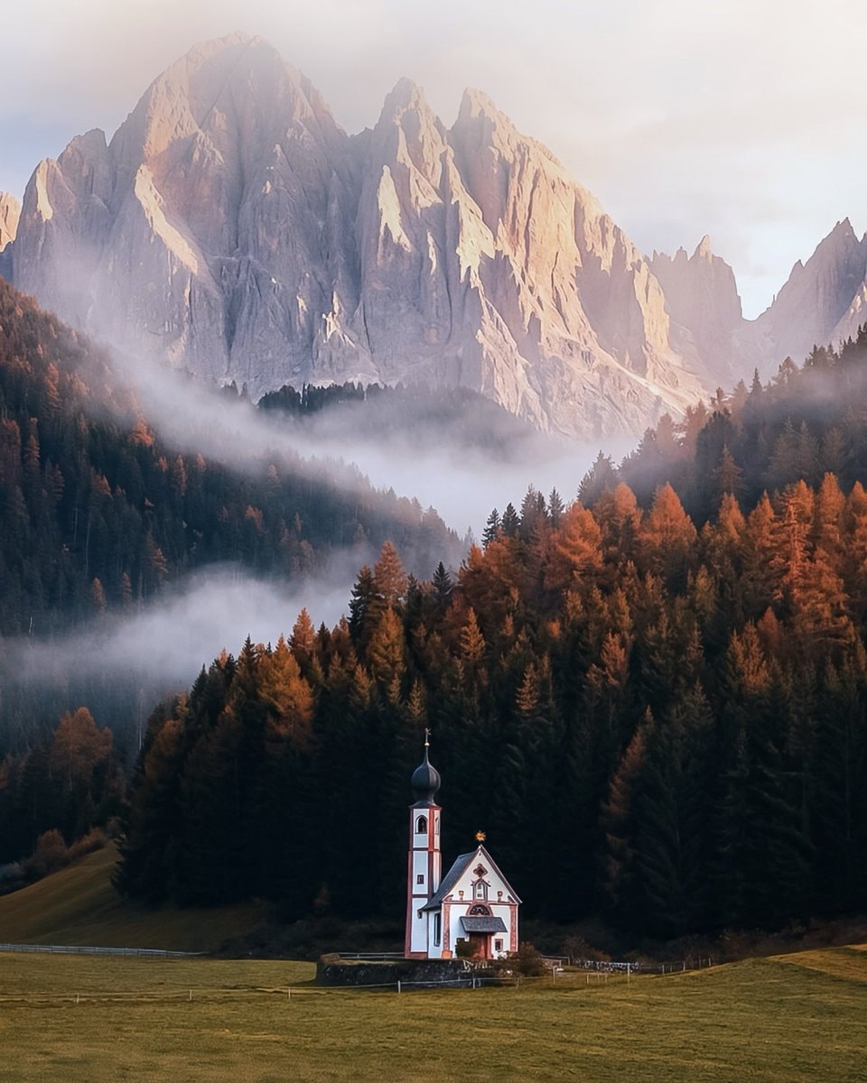 Dolomites sunrise autumn