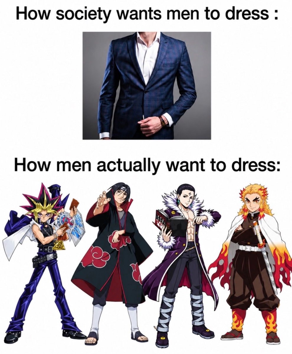 anime characters vs suits