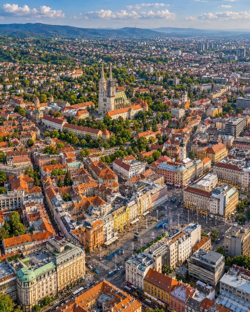 Zagreb Croatia aerial view