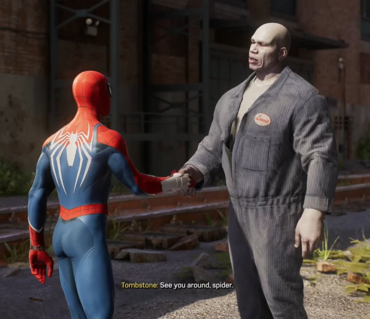 Spider-Man and Tombstone handshake
