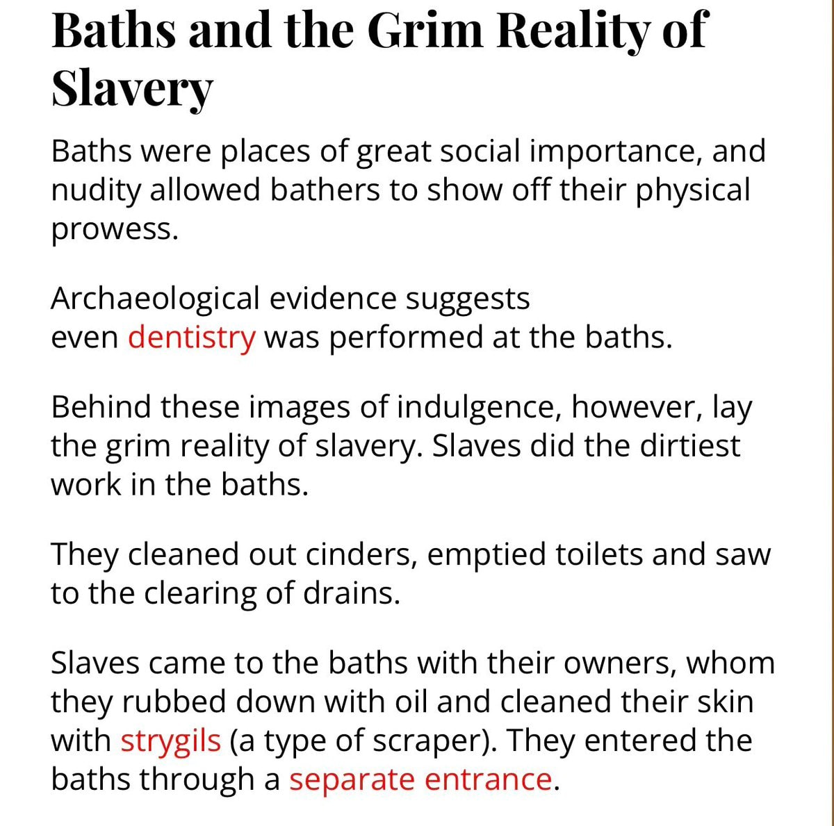 Baths and the Grim Reality of Slavery Baths and the Grim Reality of Slavery