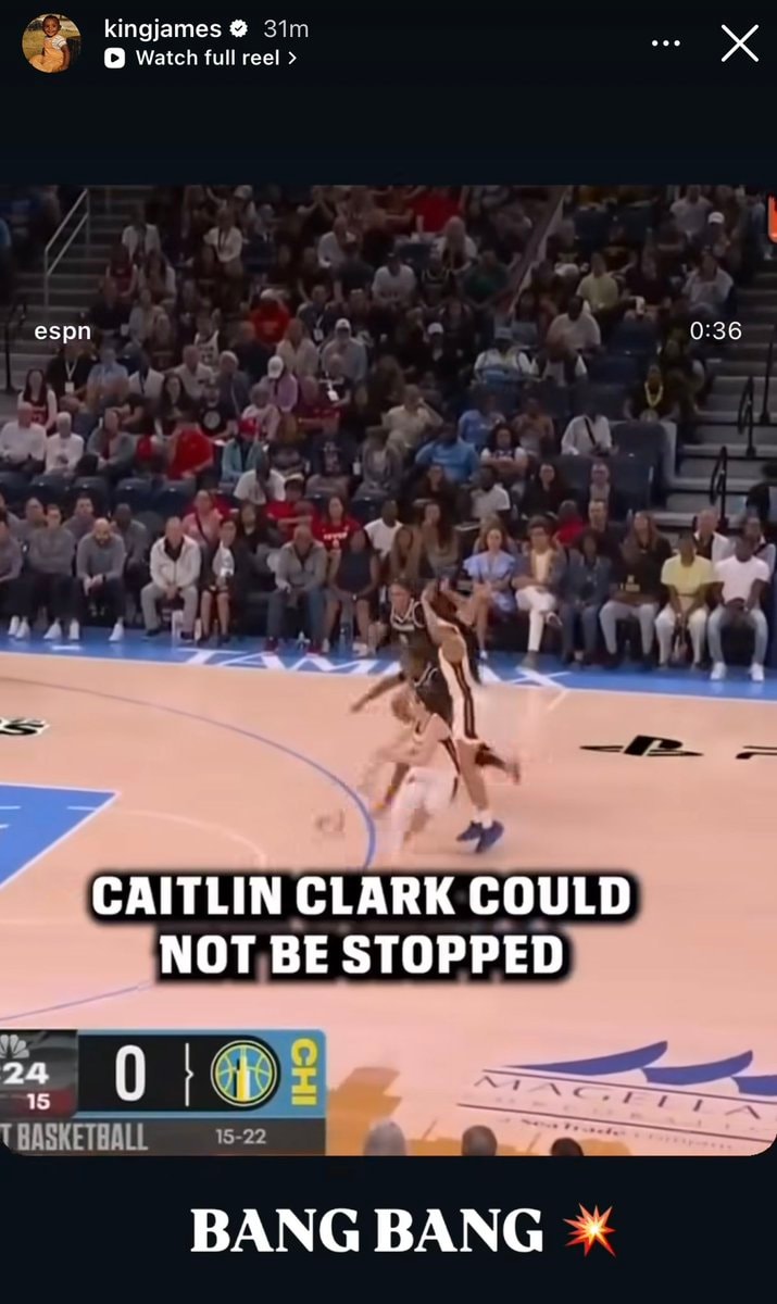 LeBron James IG Story Caitlin Clark