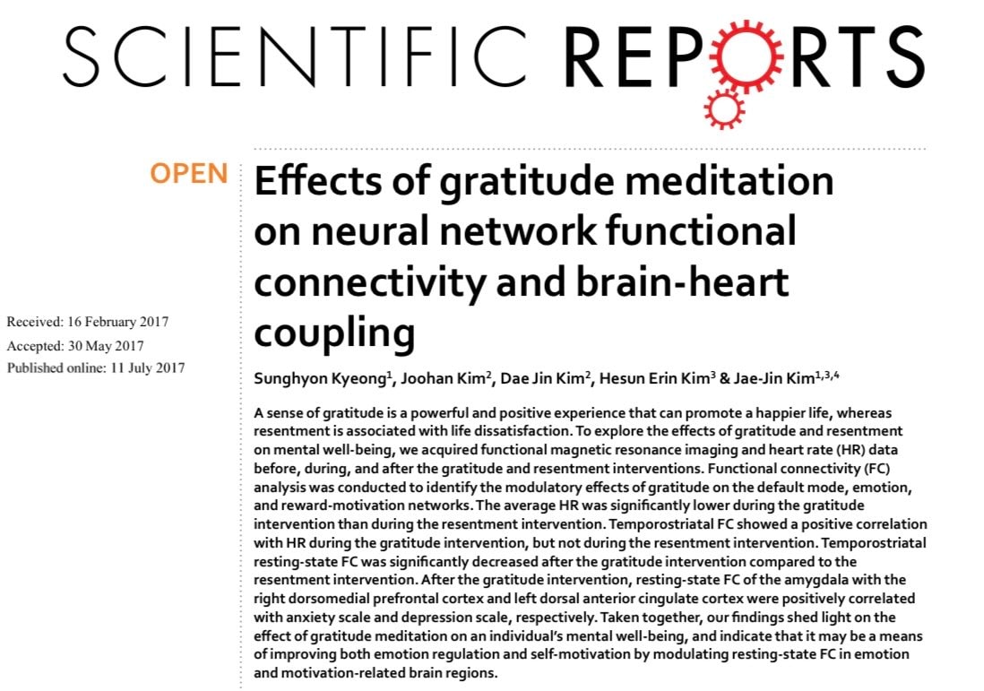 gratitude meditation neural connectivity study