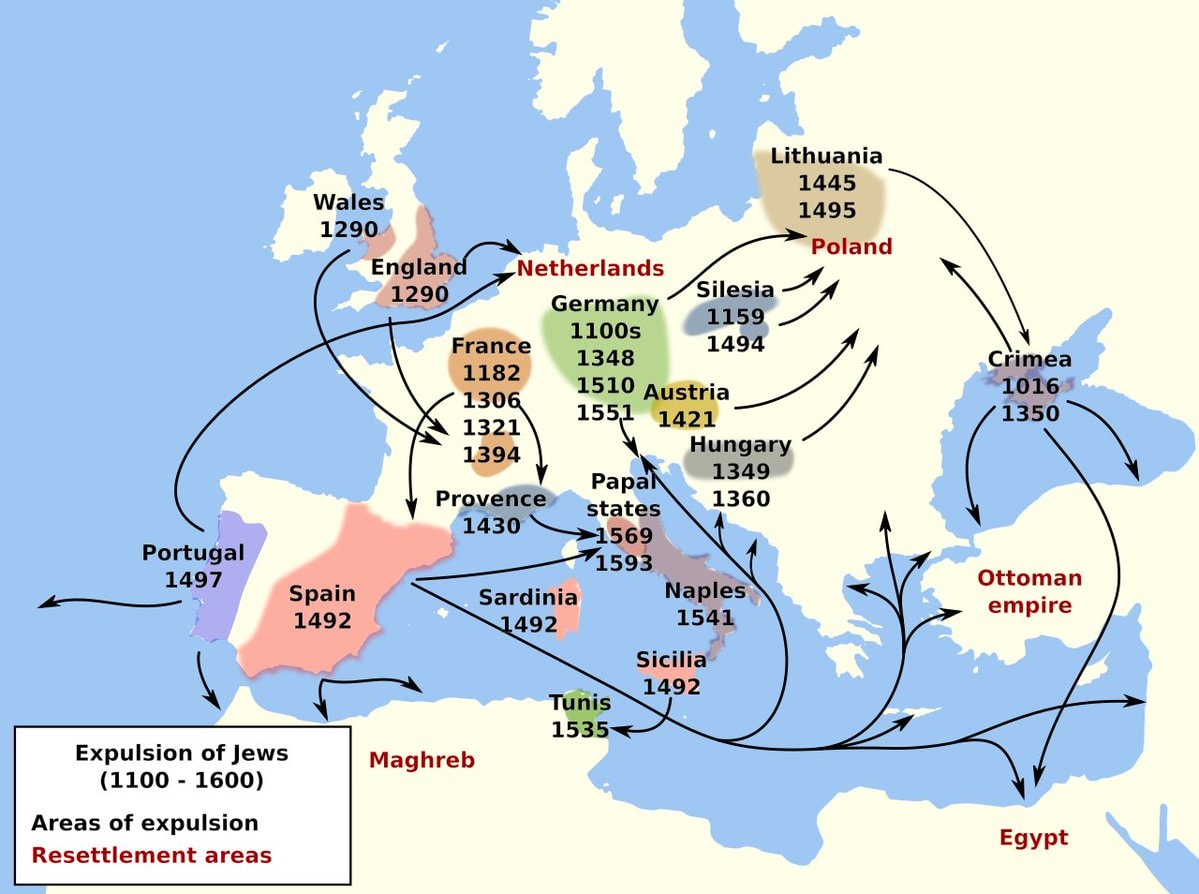 Expulsion of Jews in Europe 1100-1600