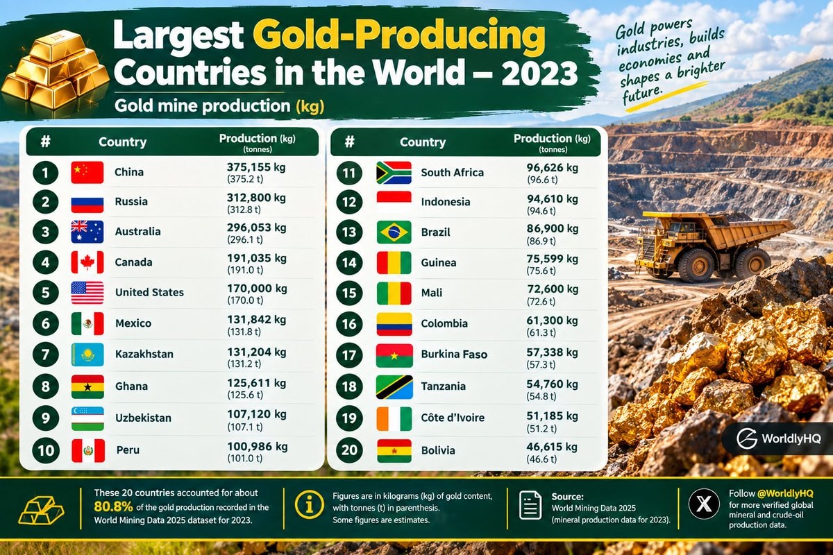 Largest Gold Producing Countries 2023