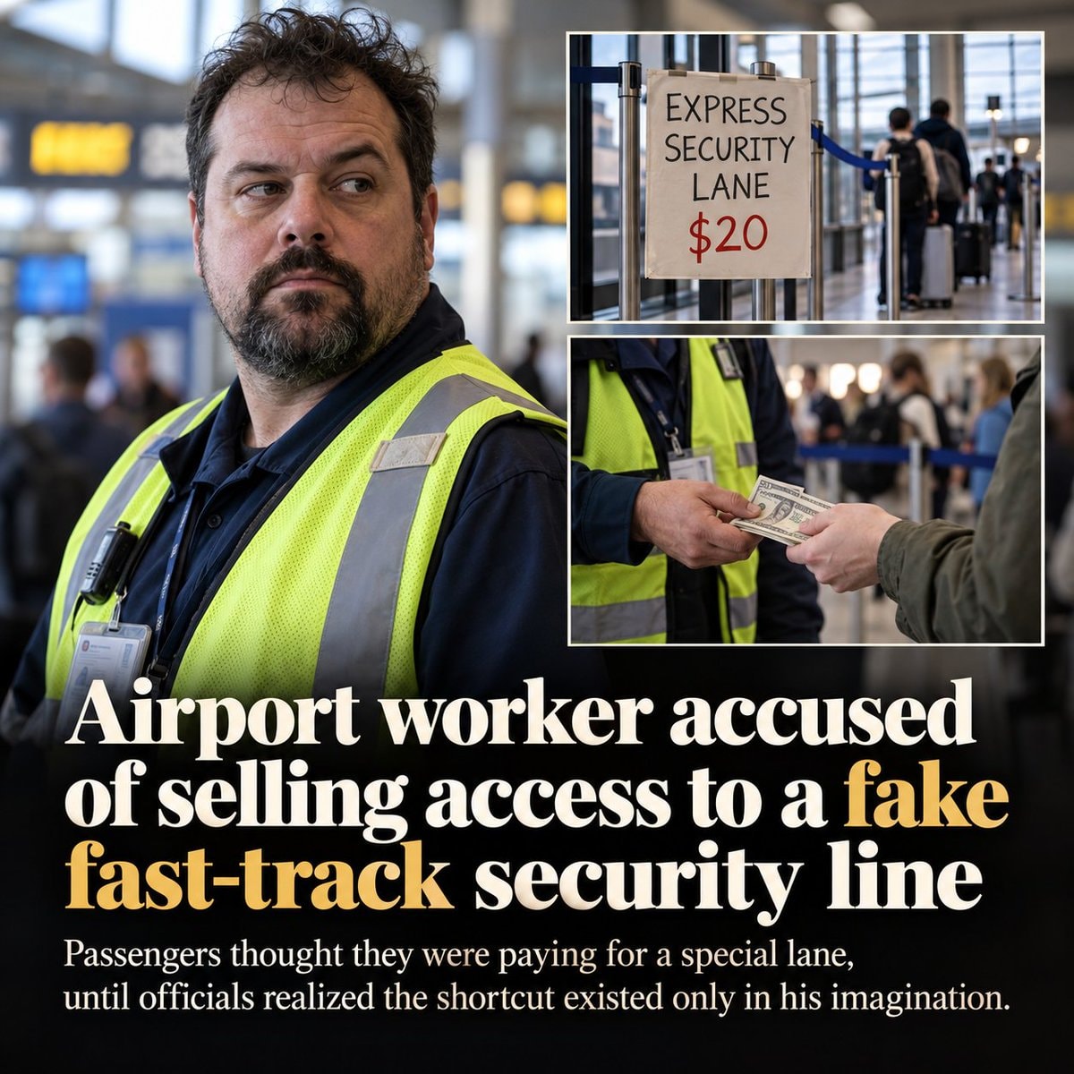 Airport worker fake fast-track line