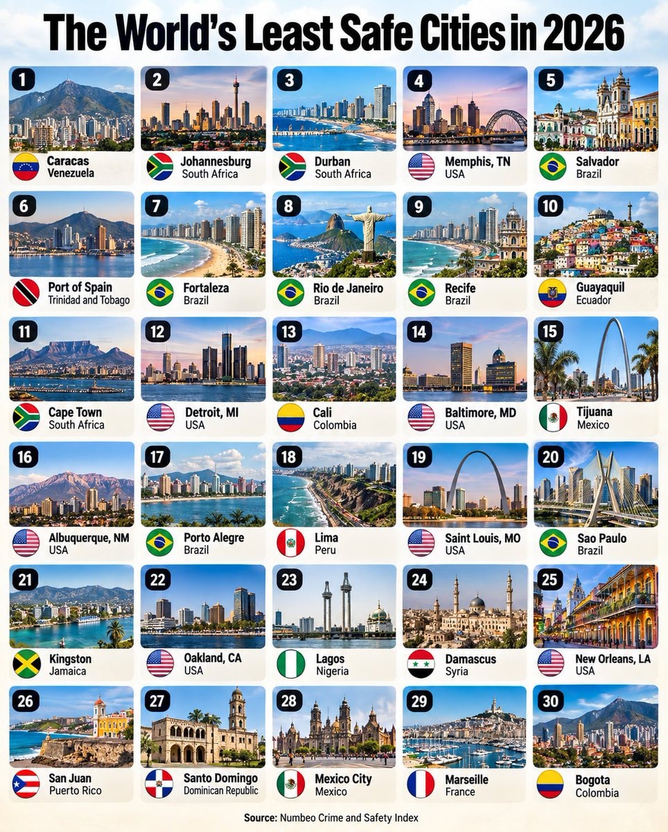 World's Least Safe Cities 2026