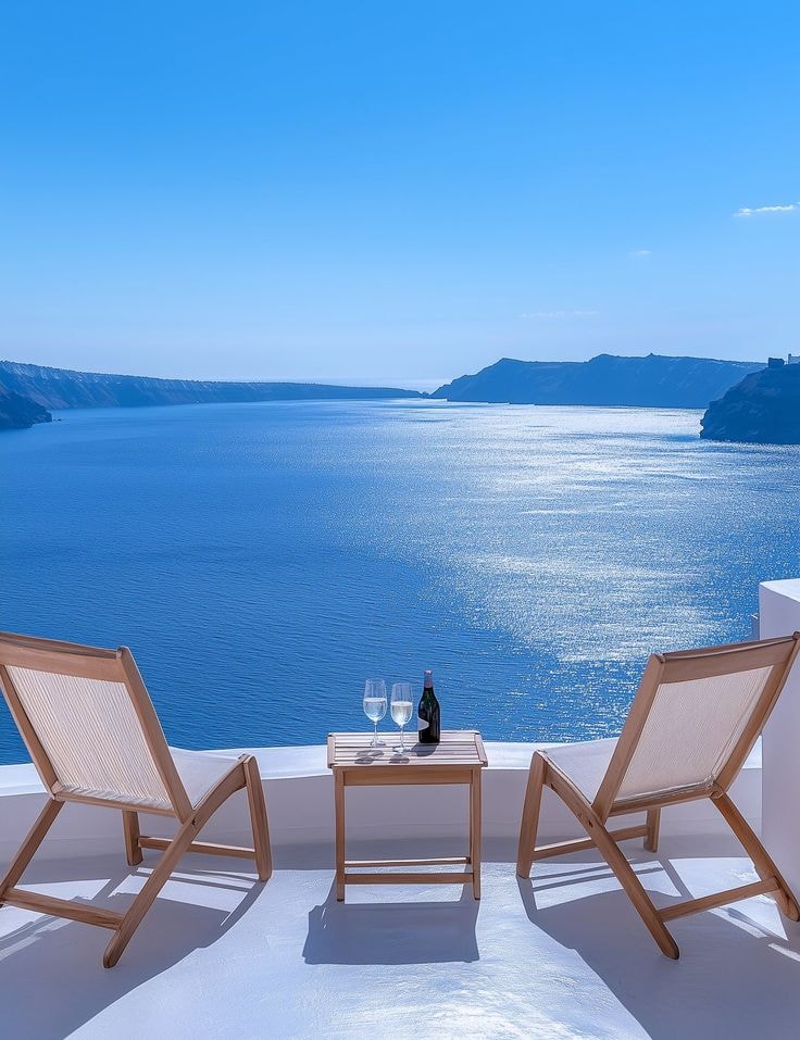 Peaceful ocean balcony scene
