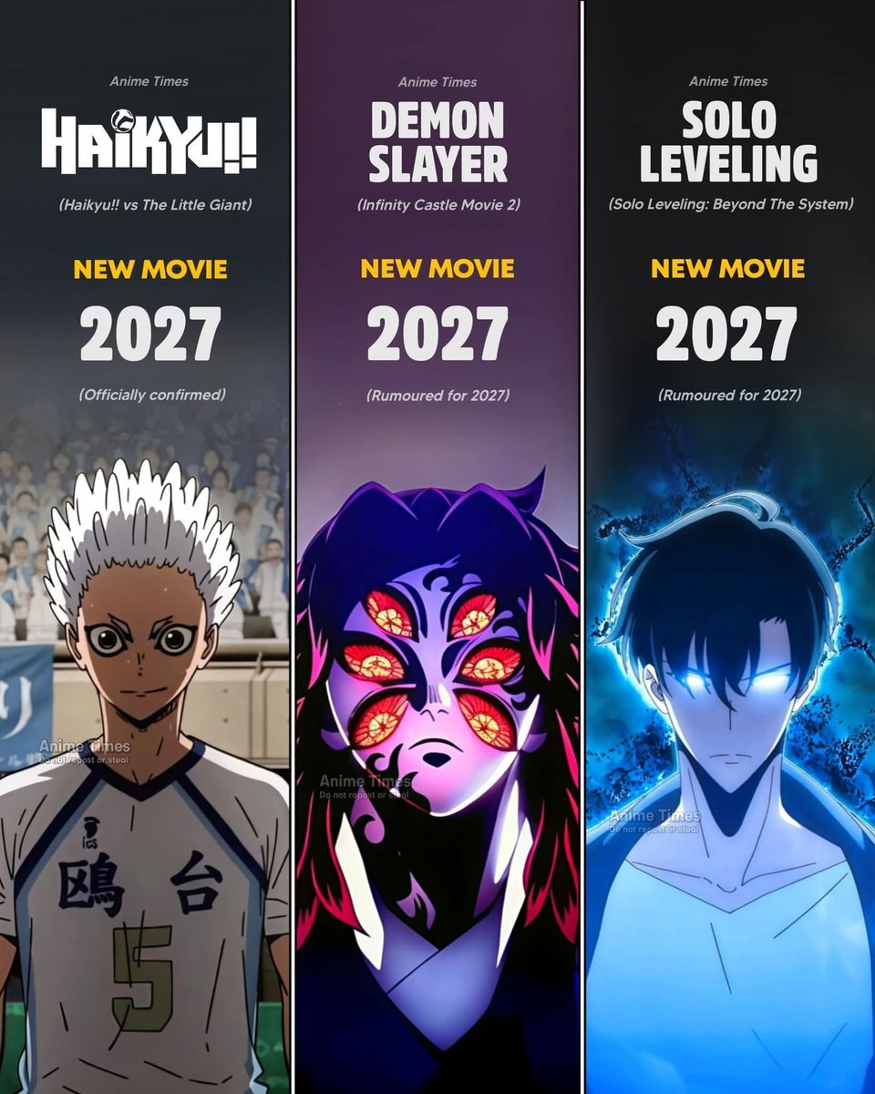 Anime Times 2027 movies Haikyuu Demon Slayer Solo Leveling