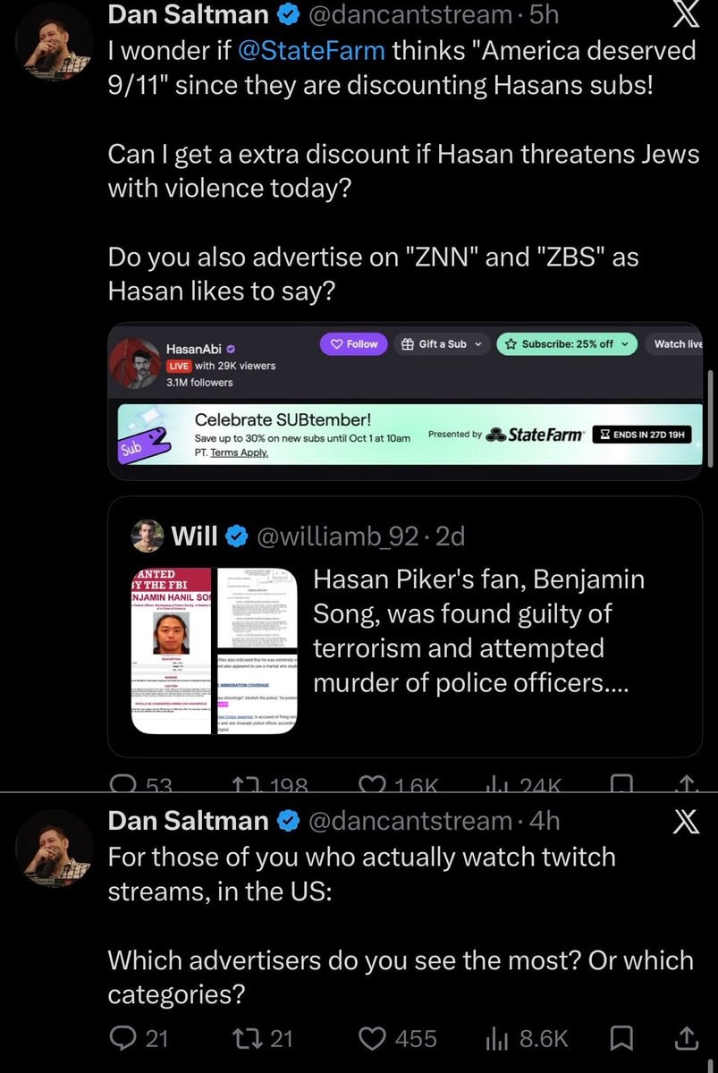 Dan Saltman State Farm SUBtember criticism (photo 2 of 3)