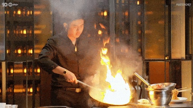 chef wok flames reaction