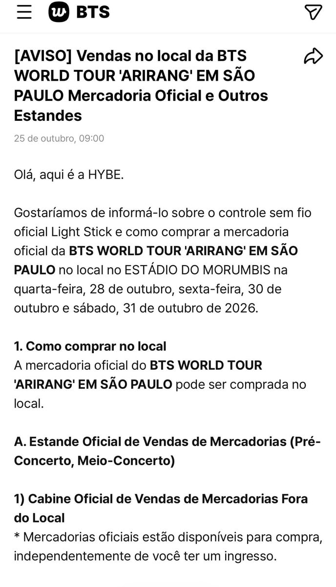 BTS Arirang World Tour São Paulo