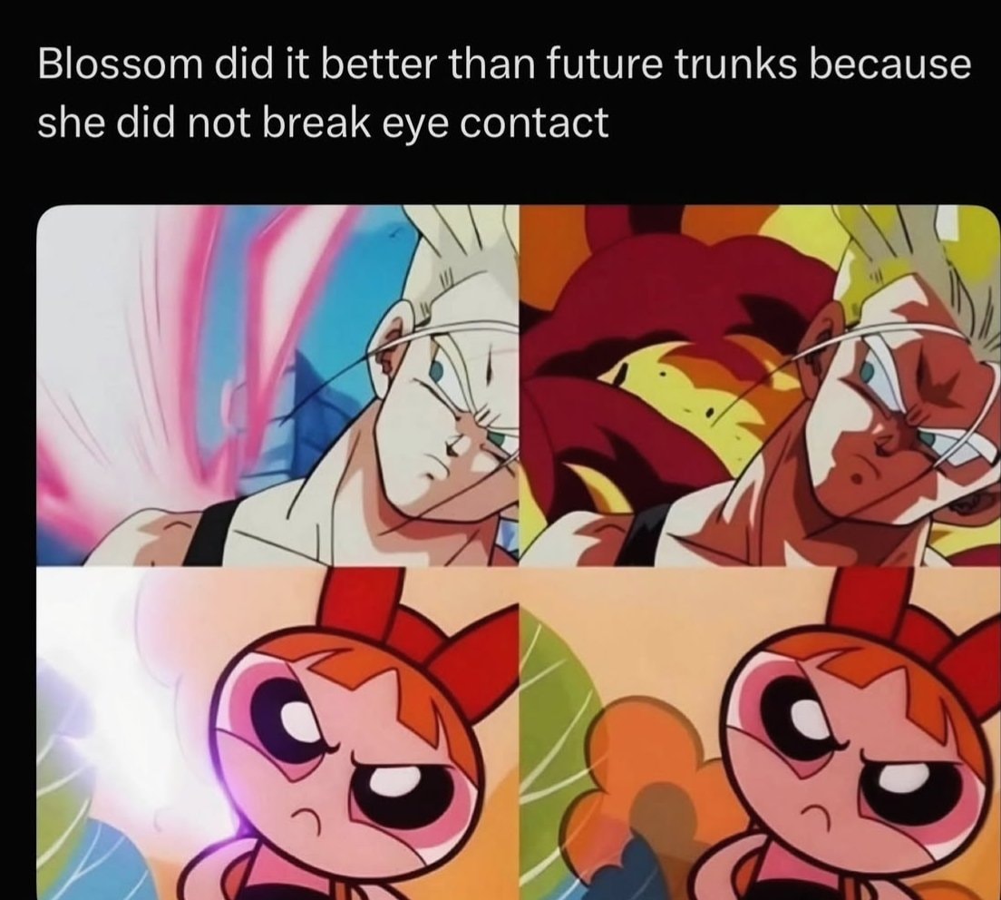 Blossom vs Future Trunks eye contact