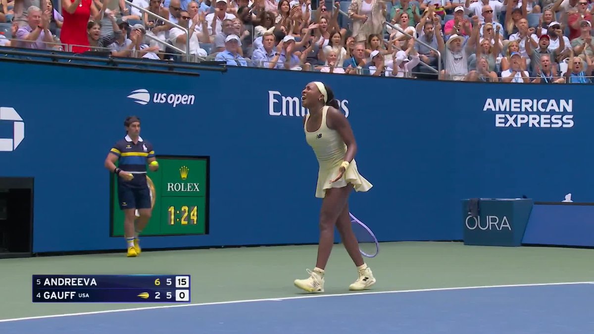 Coco Gauff wins rally against Mirra Andreeva