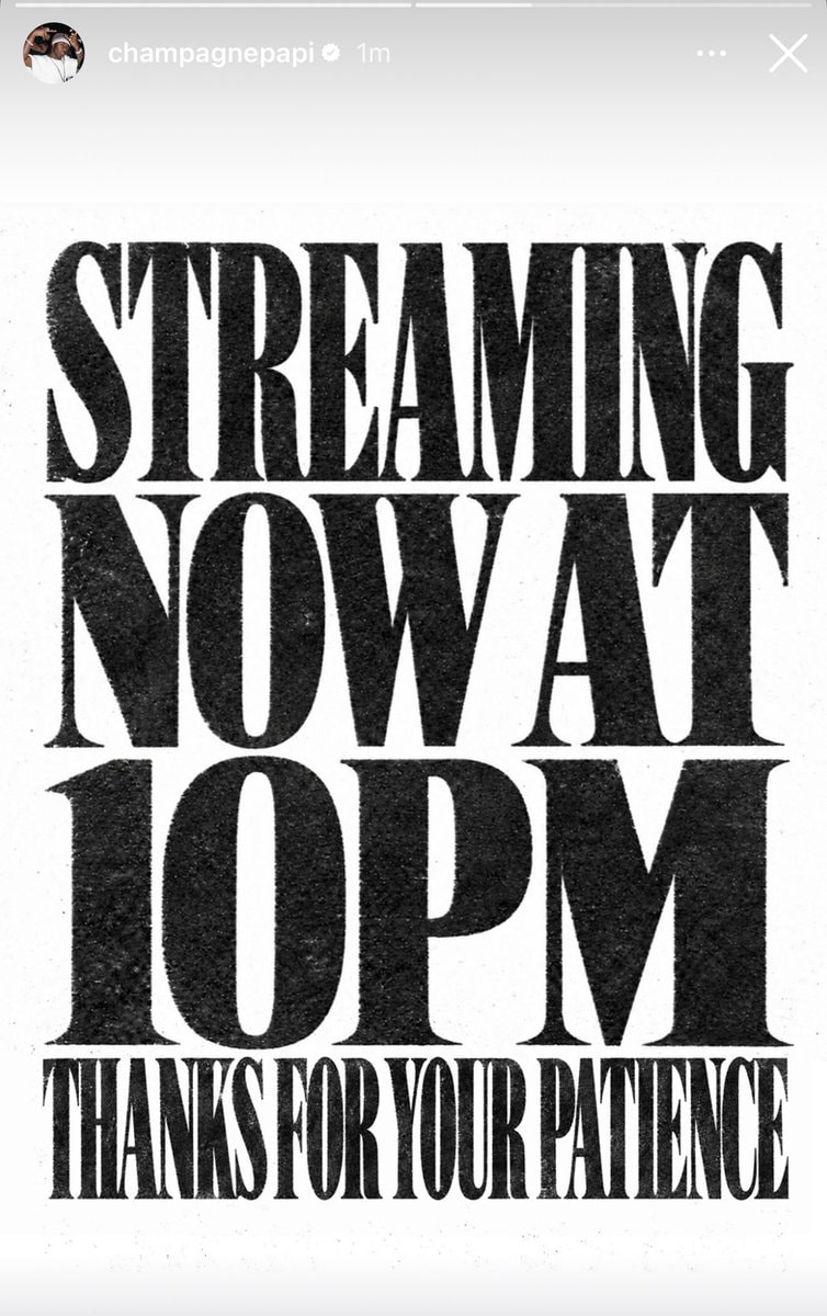 Drake FOMO Livestream announcement