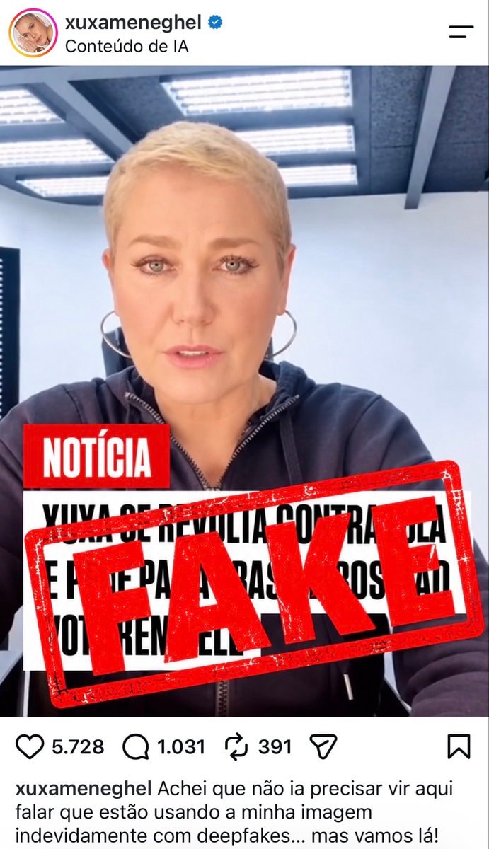 Xuxa statement on Lula deepfake (photo 2 of 2) Xuxa statement on Lula deepfake (photo 2 of 2)